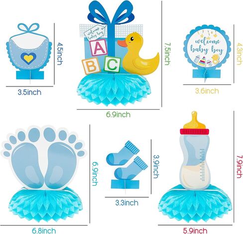 Blue Baby Shower Party Centerpieces for Boys, 12Pcs It's a Boy Baby Shower Honeycomb Decoration, Welcome Boys Gender Reveal Party Table Topper Decorations, Newborn Party Favors Photo Booth Props in Saudi Arabia