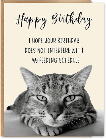 Funny Cat Birthday Card, Cat Lover Birthday Gift, Funny Birthday Card for Men and Women, Printed Inside, with Kraft Envelope and Gold Seal Sticker in Saudi Arabia
