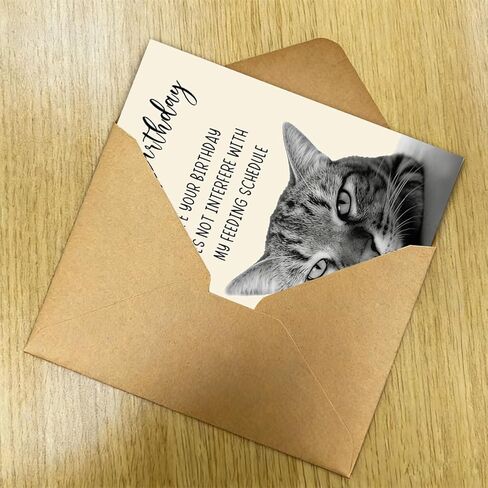 Funny Cat Birthday Card, Cat Lover Birthday Gift, Funny Birthday Card for Men and Women, Printed Inside, with Kraft Envelope and Gold Seal Sticker in Saudi Arabia