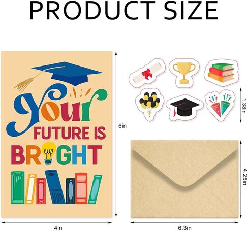 Pack of 24 Happy Graduation Cards with Envelopes for Teens Teenagers, 6 Inspirational Congratulations Card for High School College Graduates, Message Inside, 4x6in in Saudi Arabia