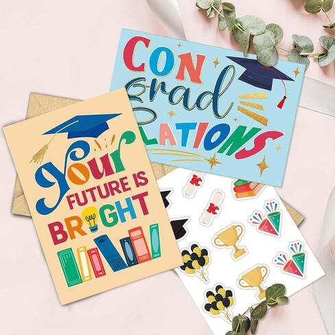 Pack of 24 Happy Graduation Cards with Envelopes for Teens Teenagers, 6 Inspirational Congratulations Card for High School College Graduates, Message Inside, 4x6in in Saudi Arabia