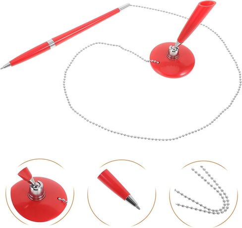 SHOWERORO Professional Ballpoint Signature Pen with Chain Red Counter Pen for Office Business Use for Hotel Bank Reception in Kuwait