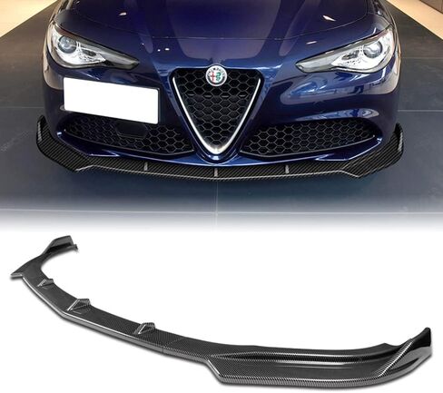 Q1-TECH, Front Bumper Lip fit for Compatible with 2017-2021 Alfa Romeo Giulia, Front Bumper Lip Spoiler Air Chin Body Kit Splitter ABS, 2018 2019 2020, Sport-Style (Painted Carbon) in Kuwait