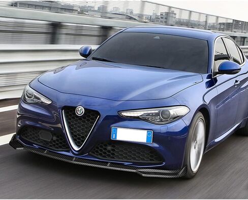 Q1-TECH, Front Bumper Lip fit for Compatible with 2017-2021 Alfa Romeo Giulia, Front Bumper Lip Spoiler Air Chin Body Kit Splitter ABS, 2018 2019 2020, Sport-Style (Painted Carbon) in Kuwait