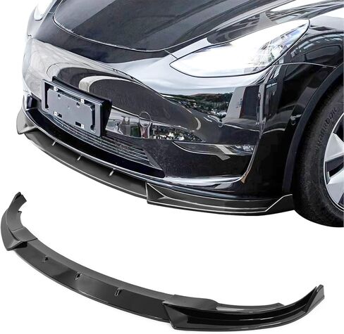 FREEMOTOR802 مصد الشفاه الأمامي يناسب 2020-2025 Tesla Model Y، أسود لامع PP 3PCS Air Dam Chin Spoiler Front Lower Lip Spoiler Guard حامي التصميم in Kuwait