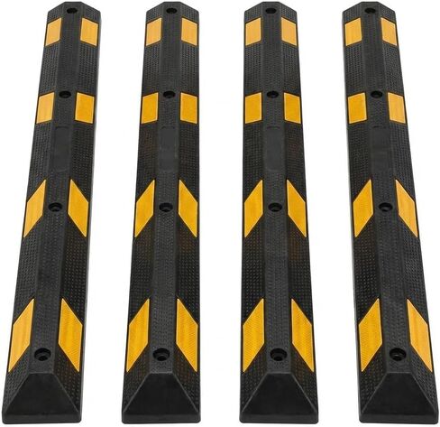 PeakPursuit 1 Pack 72" Rubber Parking Curb, Curb Parking Stoppers, 6 ft Wheel Stopper with Reflective Stripes for Cars and Trucks Durable Parking Lot Bumper in Saudi Arabia