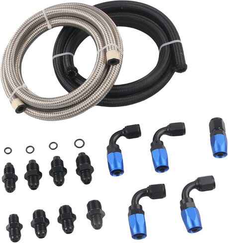 AN6 Power Steering Hose Fitting Kit for GM LS Swap LS1 LS3, Return to Reservoir Hose Kit, Fit for Ford Mustang II Rack & Pinion 1974-1977, Nylon & Stainless Braided Line in Saudi Arabia