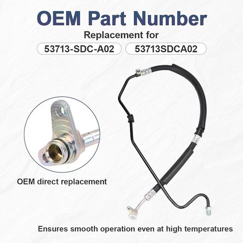 Power Steering Pressure Hose Assembly Compatible with Honda Accord L4 2.4L 2003-2007, Compatible with Acura TSX L4 2.4L 2004-2008, Replacement for 53713-SDC-A02 53713SDCA02 in Kuwait