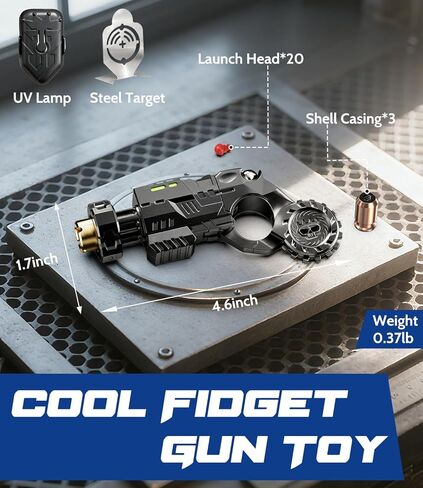 ATESSON Metal Fidget Gun Toy with Shooting and Spinning Gameplay Finger Fidget Toys Adults for EDC ADHD Focus Anxiety Stress Relief Boredom Office Executive Desk Fidget Toy in Saudi Arabia
