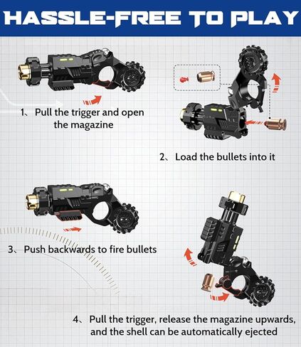 ATESSON Metal Fidget Gun Toy with Shooting and Spinning Gameplay Finger Fidget Toys Adults for EDC ADHD Focus Anxiety Stress Relief Boredom Office Executive Desk Fidget Toy in Saudi Arabia