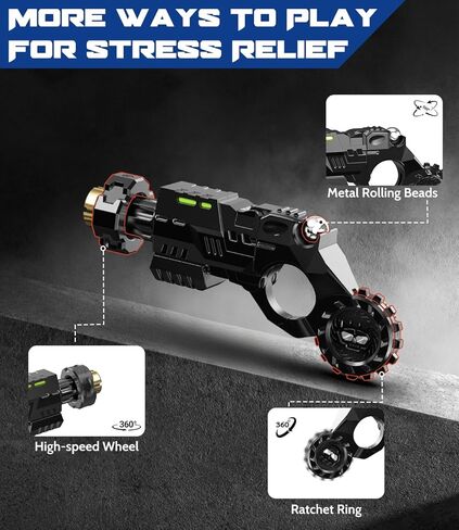 ATESSON Metal Fidget Gun Toy with Shooting and Spinning Gameplay Finger Fidget Toys Adults for EDC ADHD Focus Anxiety Stress Relief Boredom Office Executive Desk Fidget Toy in Saudi Arabia