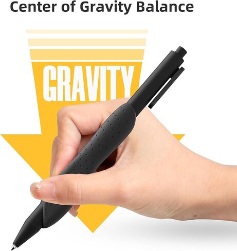 ELETIUO 5-Pack Ergonomic Ballpoint Pens,1mm Medium Point Black Ink Retractable Pen with Anti-Slip Silicone Grip,Center-of-Gravity Balance Design for Smooth Writing for Office and School Supplies in Kuwait