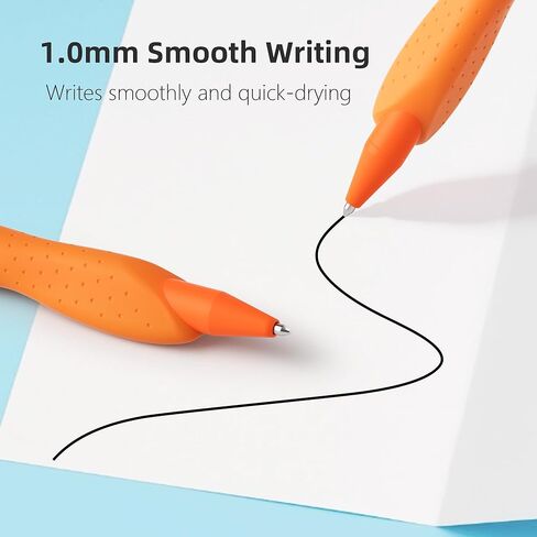 ELETIUO 5-Pack Ergonomic Ballpoint Pens,1mm Medium Point Black Ink Retractable Pen with Anti-Slip Silicone Grip,Center-of-Gravity Balance Design for Smooth Writing for Office and School Supplies in Kuwait