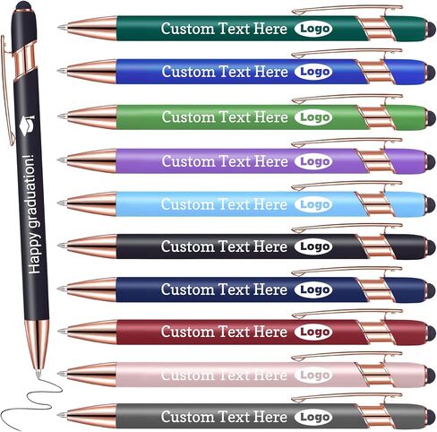 Bulk Custom Pens with Name Logo, 6-1000 PCS Personalized Black Blue Ink Pen,Engraved Metal Ballpoint with Stylus,Customized Pens for Business Event Party Item, Funny Office Coworker Nurse Teacher Gift in Saudi Arabia