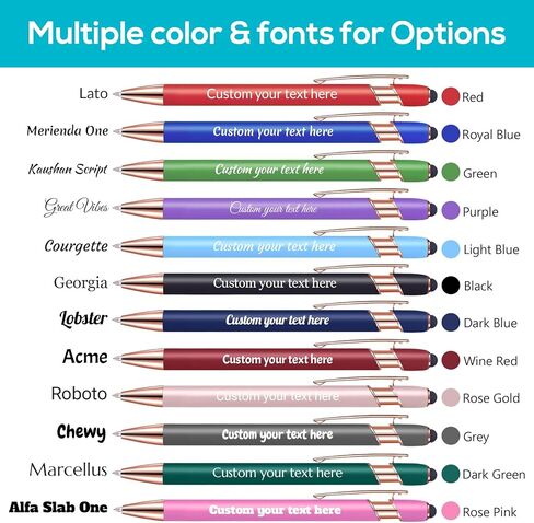 Bulk Custom Pens with Name Logo, 6-1000 PCS Personalized Black Blue Ink Pen,Engraved Metal Ballpoint with Stylus,Customized Pens for Business Event Party Item, Funny Office Coworker Nurse Teacher Gift in Saudi Arabia