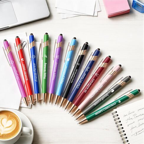Bulk Custom Pens with Name Logo, 6-1000 PCS Personalized Black Blue Ink Pen,Engraved Metal Ballpoint with Stylus,Customized Pens for Business Event Party Item, Funny Office Coworker Nurse Teacher Gift in Saudi Arabia