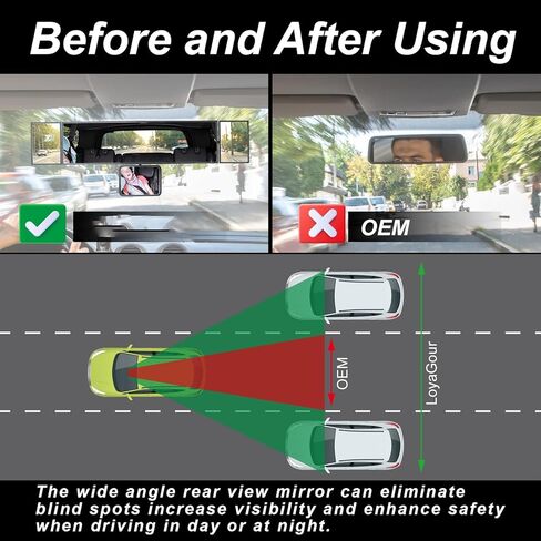 Wide Angle Rear View Mirror for BMW 650 2006-2010 2012-2018, Convex Rearview Blind Spot Mirror Adjustable Panoramic Car Mirror Wide Viewing Range in Kuwait