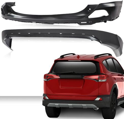 ANDPLAY Rear Upper and Lower Bumper Covers 2PCS Compatible with Toyota RAV4 SE 2016-2017/RAV4 LE Limited XLE 2016-2018 Fit Toyota RAV4 Hybrid LE+ Platinum 2017-2018 Black 521690R010, TO1115106 in Saudi Arabia