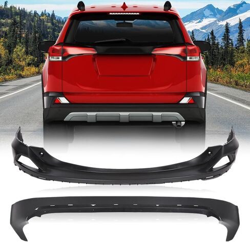 ANDPLAY Rear Upper and Lower Bumper Covers 2PCS Compatible with Toyota RAV4 SE 2016-2017/RAV4 LE Limited XLE 2016-2018 Fit Toyota RAV4 Hybrid LE+ Platinum 2017-2018 Black 521690R010, TO1115106 in Saudi Arabia