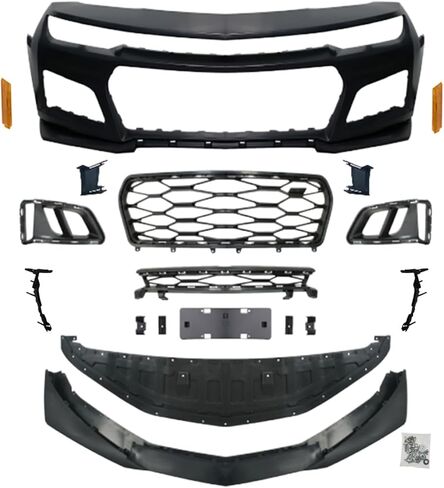 ZL1 Style Front Bumper Conversion Kit Compatible with 2014-2015 Chevy Camaro 5th Gen to 6th Gen with Grille, Lip, and Undertray, Unpainted in Saudi Arabia