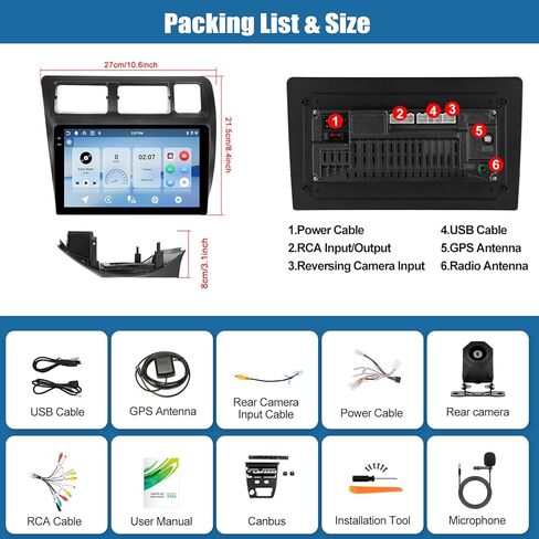 2+64G Android 13 Car Stereo for Honda Odyssey 2005-2010 with Apple Carplay Android Auto Mirror Link 10.1 inch Touchscreen FM RDS HiFi Bluetooth WiFi GPS+Camera & MIC in Saudi Arabia