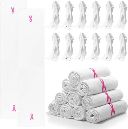 12 Pcs Breast Cancer Awareness Towels 9.8 x 43.3 Inches Pink Ribbon Sports Towels for Sweat Soft Fiber Gym Towels Breast Cancer Awareness Workout Towels for Exercise Fitness Yoga (Black) in Saudi Arabia