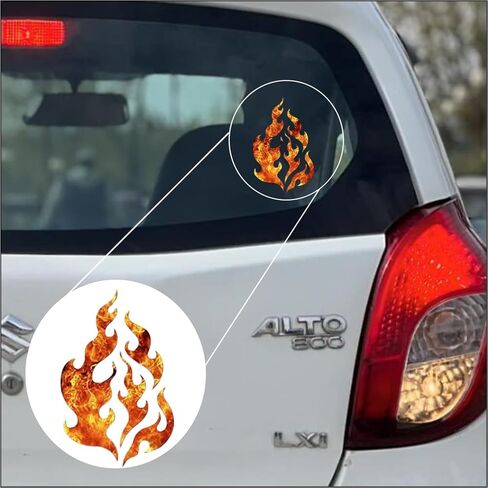 ملصق فينيل لاصق فني من DF Fire Flames - مقاس 6X3.75 بوصة، ملصق ممتص الصدمات للسيارة لهب برتقالي، ملصق لنافذة السيارة، رسومات لهب مخصصة in Kuwait