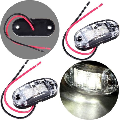 2x واضح 2 ديود LED مقطورة الجانب ماركر ضوء البيضاوي مقطورة تشغيل أضواء مقاوم للماء مقطورة ماركر أضواء Indiors مختومة مقاوم للماء ل RV لكل in Kuwait