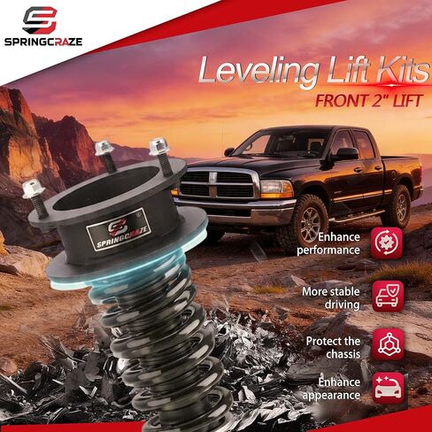 Leveling Lift Kit 2" Front 1994-2001 Ram 1500 4WD,1994-2013 Ram 2500 4WD,1994-2013 Ram 3500 4WD, Front Suspension Level Kit with Sound Isolator Reduces Wear and Vibration During Driving. in Saudi Arabia