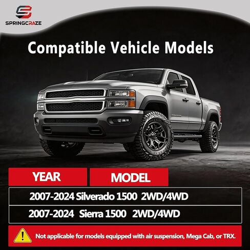 Leveling Lift Kit 2" Rear for 2007-2024 Silverado/Sierra 1500 2WD 4WD, Rear Leveling Blocks Kit with 2-4" Rear Shock Extenders in Saudi Arabia