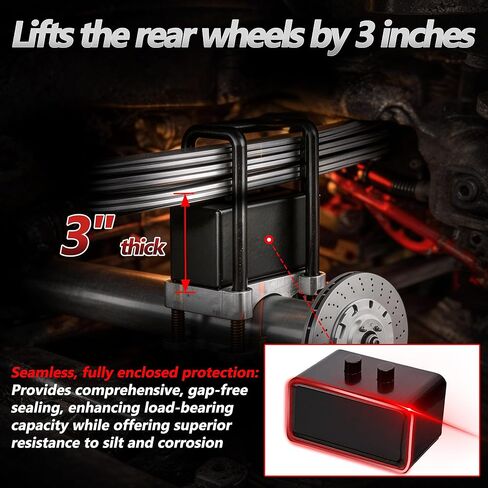 3" Rear Lift Block Kit Compatible With 2004-2020 F150 2WD 4WD,2-4" Rear Shock Extenders Leveling Blocks Kit for F150 with Extended U bolts in Saudi Arabia
