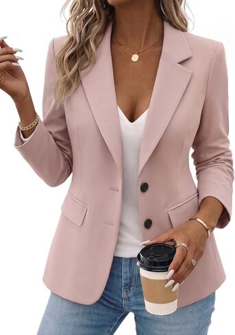 Mina Self 2026 Spring Women's Casual Blazer Jacket - Lightweight Fully Lined Slim Work Office Button Suit with Pockets in Saudi Arabia
