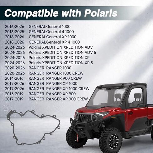 حشية غطاء الجزء الثابت متوافقة مع مركبات الطرق الوعرة Polaris Ranger 900 XP RZR 900 1000 XP 4 جنبًا إلى جنب (SxS)، قطعتان من حشوات غطاء الإشعال # 5814160 5813758، ألياف غير الأسبستوس 1 مم in Kuwait