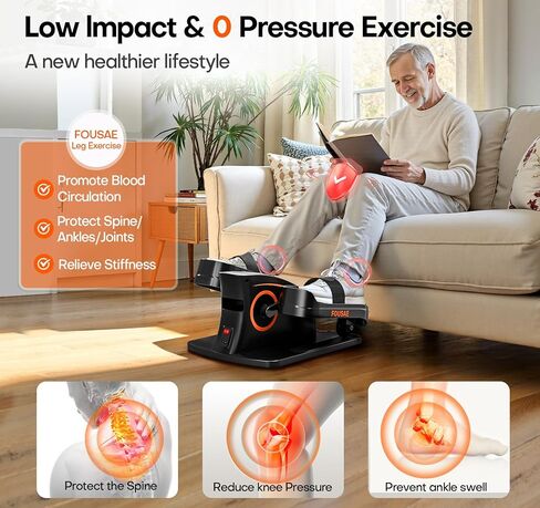 Under Desk Elliptical Machine, Ellipse Leg Exerciser with 15 Adjustable Speeds, Quiet & Compact Electric Pedal Exerciser for Seniors, Leg Exerciser While Sitting with Display Monitor & Remote Control in Saudi Arabia