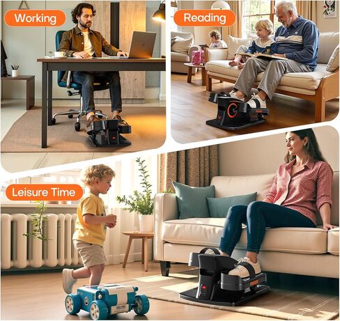 Under Desk Elliptical Machine, Ellipse Leg Exerciser with 15 Adjustable Speeds, Quiet & Compact Electric Pedal Exerciser for Seniors, Leg Exerciser While Sitting with Display Monitor & Remote Control in Saudi Arabia
