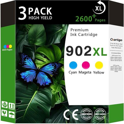 902XL High Yield Ink Cartridges Combo Pack (Black/Cyan/Magenta/Yellow 4-Pack) Compatible for HP 902XL HP902 HP902XL Replacement for Officejet Pro 6950 6951 6978 6968 6974 6975 6960 Printers in Saudi Arabia