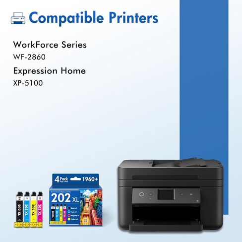 Remanufactured Replacement for 202XL WF-2860 Ink Cartridges Multipack for Epson Printer Workforce WF-2860 WF 2860 Expression Home XP-5100 (4 Pack B/C/M/Y) in Saudi Arabia