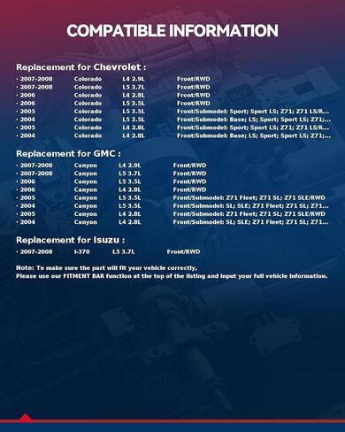 KAX 515108/515109 زوج محمل العجلات الأمامية ومجموعة المحور متوافقة مع 2004-2008 شيفروليه كولورادو RWD، 2004-2008 GMC Canyon RWD، 2007-2008 Isuzu i-370 RWD، مع ABS in Kuwait
