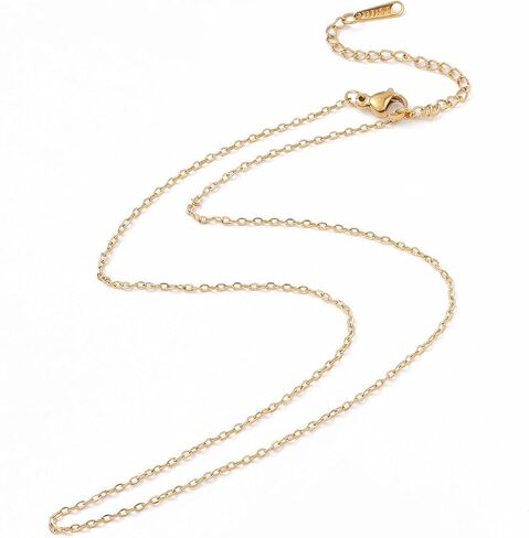 10Pcs 1.5mm Stainless Steel Cable Chain Necklace with Lobster Clasps Chain Extender for DIY Necklace Jewelry Making 15.75 inch(40cm) in Kuwait