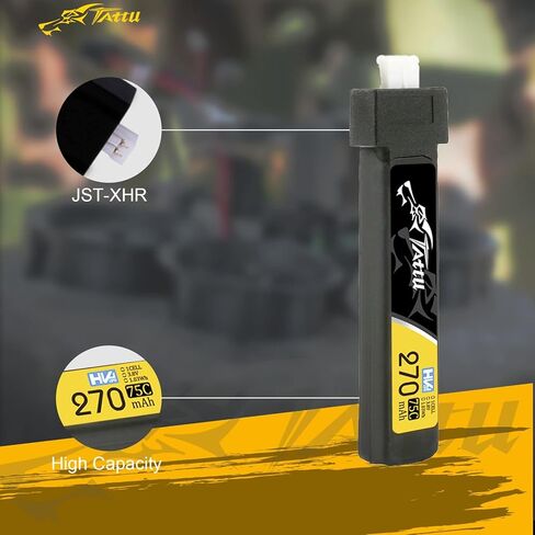 حزمة بطارية ليبو TATTU 270 مللي أمبير 3.8 فولت عالية الجهد 75C 1S1P مع قابس JST-PHR 2.0 (5 قطع) in Kuwait
