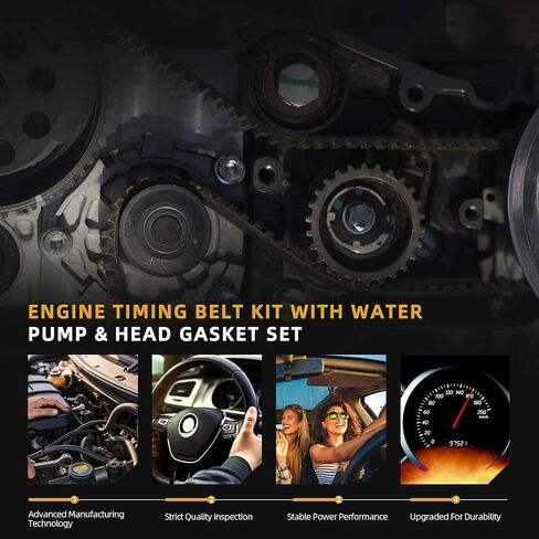 طقم حزام التوقيت 1.7 مع مضخة مياه ومجموعة حشية الرأس، يناسب Honda Civic HX/EX 1668CC/1700CC 1.7L 2001-2005 D17A2 D17A6 OE# HS26236PT, TCK312, TB312K1 in Kuwait