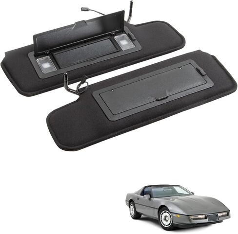 Set of 2 Sun Visor with Vanity Mirror & LED Light Fit for Chevrolet C4 Corvette 1984-1996 Replace 12459827 14081826, Driver Side and Passenger Side in Saudi Arabia