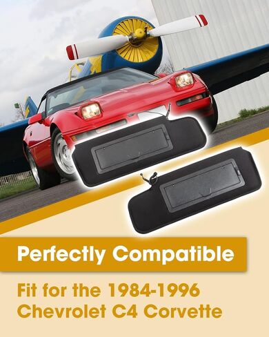 Set of 2 Sun Visor with Vanity Mirror & LED Light Fit for Chevrolet C4 Corvette 1984-1996 Replace 12459827 14081826, Driver Side and Passenger Side in Saudi Arabia