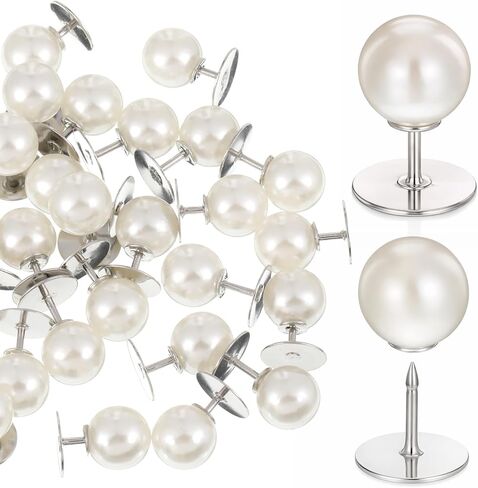 40 Pcs Pearl Brooches for Women, No Need to Sew Removable Pearl Brooch Pins, Reusable Button Pin White Safety Pins for Shirt Blouse Dress Sweater Shawl in Kuwait