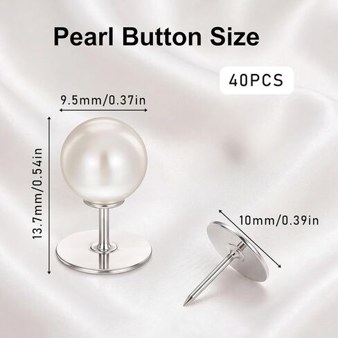40 Pcs Pearl Brooches for Women, No Need to Sew Removable Pearl Brooch Pins, Reusable Button Pin White Safety Pins for Shirt Blouse Dress Sweater Shawl in Kuwait