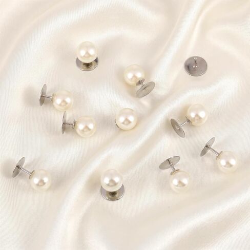 40 Pcs Pearl Brooches for Women, No Need to Sew Removable Pearl Brooch Pins, Reusable Button Pin White Safety Pins for Shirt Blouse Dress Sweater Shawl in Kuwait