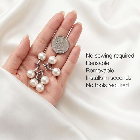 40 Pcs Pearl Brooches for Women, No Need to Sew Removable Pearl Brooch Pins, Reusable Button Pin White Safety Pins for Shirt Blouse Dress Sweater Shawl in Kuwait