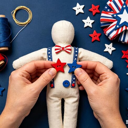 150Pcs 4th of July Patriotic Star Buttons, Red White and Blue Star Wooden Buttons for Independence Day Party Decoration, DIY Craft Sewing Clothes in Saudi Arabia