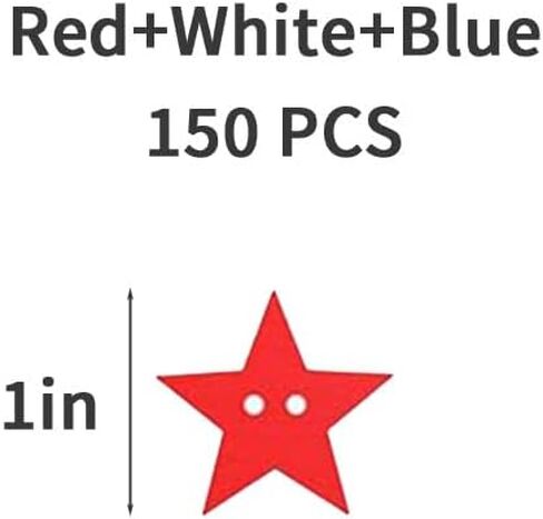 150Pcs 4th of July Patriotic Star Buttons, Red White and Blue Star Wooden Buttons for Independence Day Party Decoration, DIY Craft Sewing Clothes in Saudi Arabia