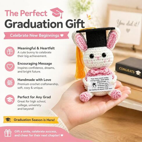 Graduation for Class of 2026 - Cute Rabbit Graduation Ornament for Office & Home, Sentimental Congrats Grad Keepsake for Friends Daughter Son, College University School Graduation Essentials in Saudi Arabia